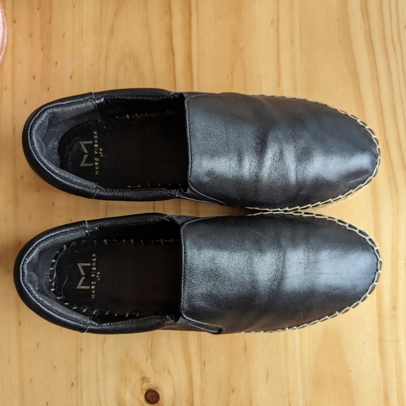 Marc Fisher Ltd Black Leather Moirane Espadrille Slip-ons - Picture 9 of 10